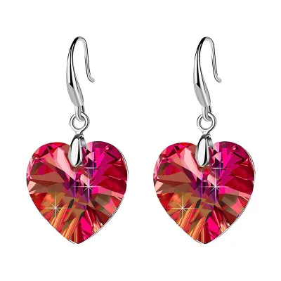 Temperament Heart Shape Pendant Imitation Crystal Drop Earrings