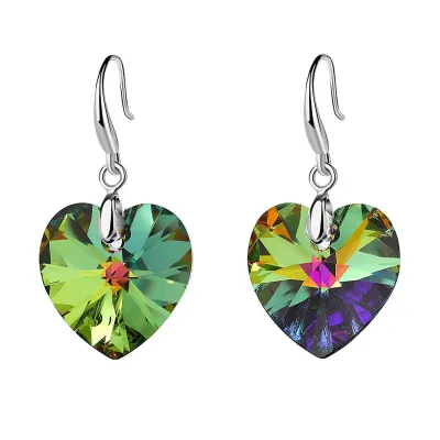 Temperament Heart Shape Pendant Imitation Crystal Drop Earrings