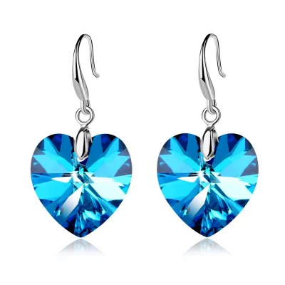 Temperament Heart Shape Pendant Imitation Crystal Drop Earrings