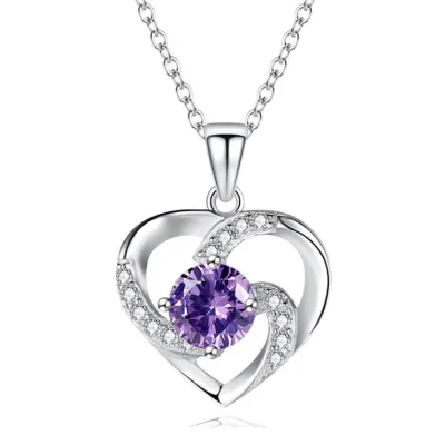 Creative Geometric Heart Pendant Rhinestone Alloy Necklace For Women