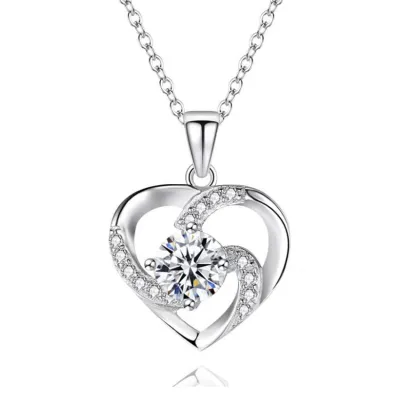 Creative Geometric Heart Pendant Rhinestone Alloy Necklace For Women