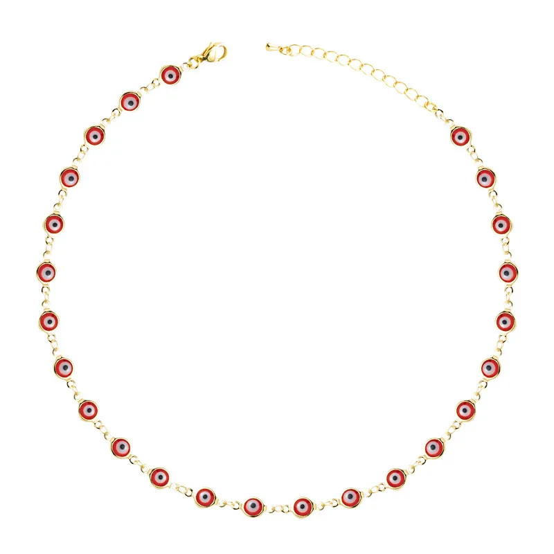 Hip Hop Creative Evil Eye Pattern Bead Decorated Copper Pendant Necklace