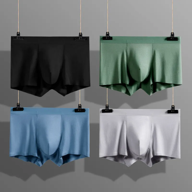 Men Basic Solid Color Breathable Antibacterial Boxers Underwear