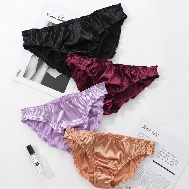Women Basic Low Waist Soft Comfortable Solid Color Ruffled Panty