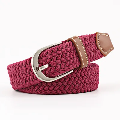 Unisex Basic Woven Faux Leather Belt with Square Buckle