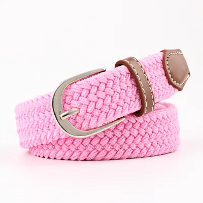 Unisex Basic Woven Faux Leather Belt with Square Buckle