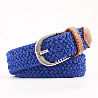 Unisex Basic Woven Faux Leather Belt with Square Buckle