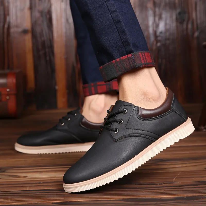 YUHAOTIN Mens Leather Shoes Size 15 Wide Classic Style Men Lace up Vintage  Leather Shoes Business Casual Shoes Roundtoe Leather Shoes Leather Slip on