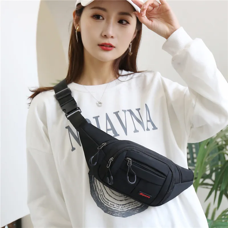 Urban Simplicity Multi Pocket Solid Color Oxford Waist Chest Bag