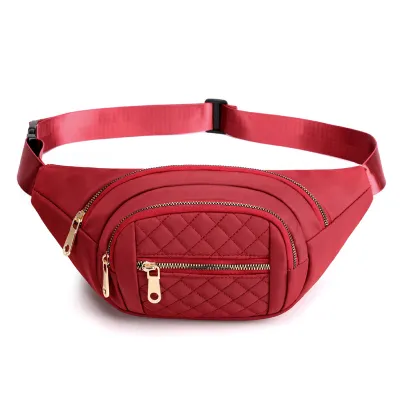 Women Casual Quilted Waist Chest Bag with Multi Pockets and Zipper Design