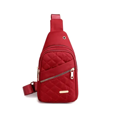 Women Casual Quilted Chest Bag Shoulder Outdoor Travel Convenient Bag Nylon