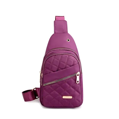 Women Casual Quilted Chest Bag Shoulder Outdoor Travel Convenient Bag Nylon