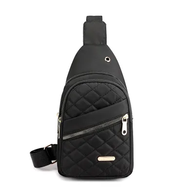 Women Casual Quilted Chest Bag Shoulder Outdoor Travel Convenient Bag Nylon