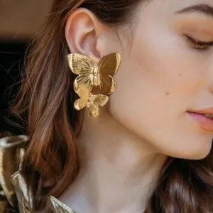 Exaggerated Creative Butterfly Alloy Stud Earrings for Women