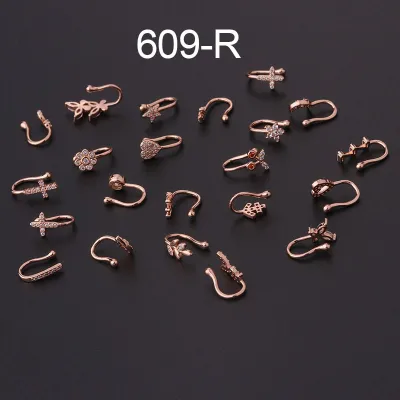 Creative Geometric Design Zircon Decorative Stainless Steel Ear Clip And Nose Ring