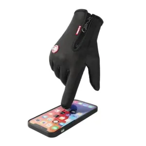 Men Winter Casual Zipper Design Touch Screen Thick Warm Gloves