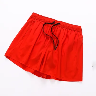 Men Casual Drawstring Waist Quick-drying Solid Color Shorts