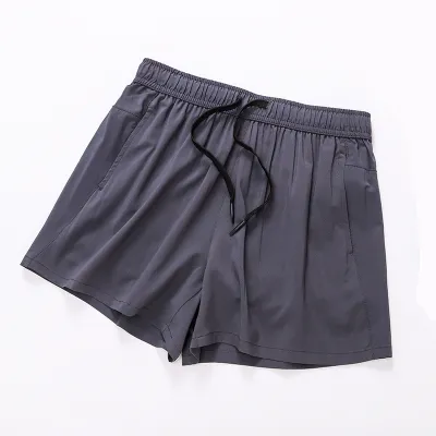 Men Casual Drawstring Waist Quick-drying Solid Color Shorts