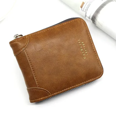 Men Casual Fashion Large-Capacity Multi-Card Zipper PU Leather Wallet