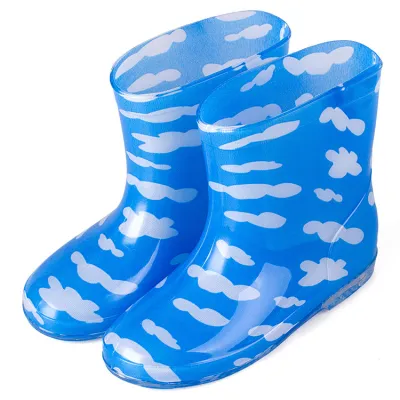Kids Cute Cartoon Car Flower Stripe Strawberry Bow Rain Boots Unisex Waterproof PVC Mid-Calf Low Heel