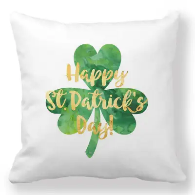 Green Creative Happy St. Patrick's Day Velvet Pillowcase Cushion Cover 45x45cm
