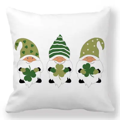 Green Creative Happy St. Patrick's Day Velvet Pillowcase Cushion Cover 45x45cm