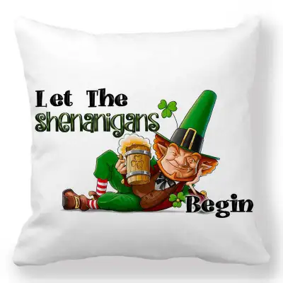 Green Creative Happy St. Patrick's Day Velvet Pillowcase Cushion Cover 45x45cm