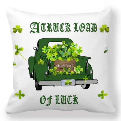 Green Creative Happy St. Patrick's Day Velvet Pillowcase Cushion Cover 45x45cm