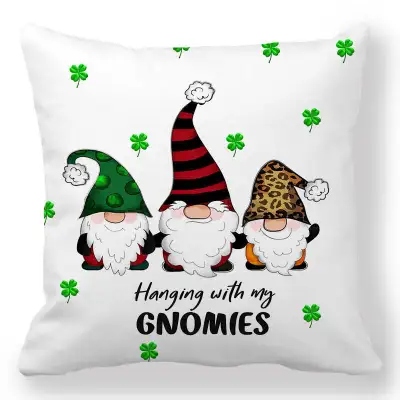 Green Creative Happy St. Patrick's Day Velvet Pillowcase Cushion Cover 45x45cm