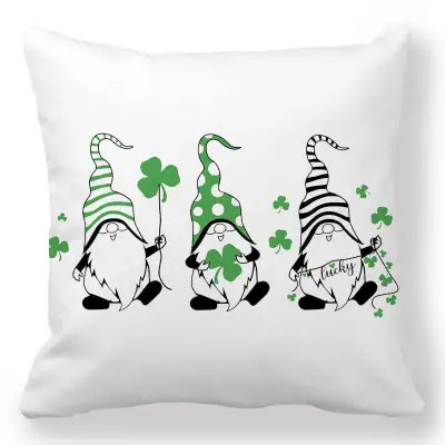 Green Creative Happy St. Patrick's Day Velvet Pillowcase Cushion Cover 45x45cm