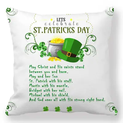 Green Creative Happy St. Patrick's Day Velvet Pillowcase Cushion Cover 45x45cm