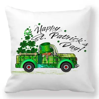 Green Creative Happy St. Patrick's Day Velvet Pillowcase Cushion Cover 45x45cm