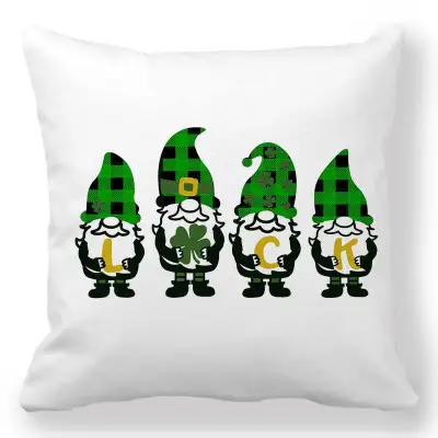 Green Creative Happy St. Patrick's Day Velvet Pillowcase Cushion Cover 45x45cm