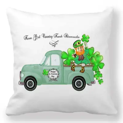 Green Creative Happy St. Patrick's Day Velvet Pillowcase Cushion Cover 45x45cm