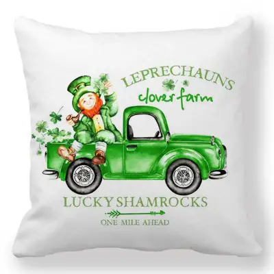 Green Creative Happy St. Patrick's Day Velvet Pillowcase Cushion Cover 45x45cm