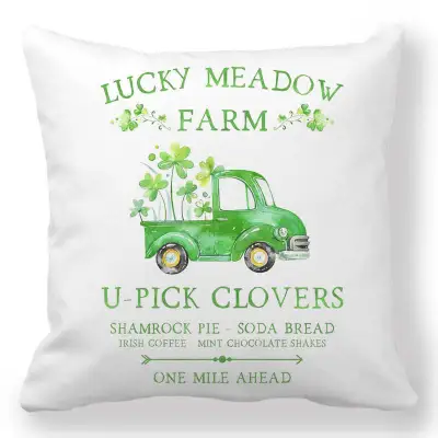 Green Creative Happy St. Patrick's Day Velvet Pillowcase Cushion Cover 45x45cm