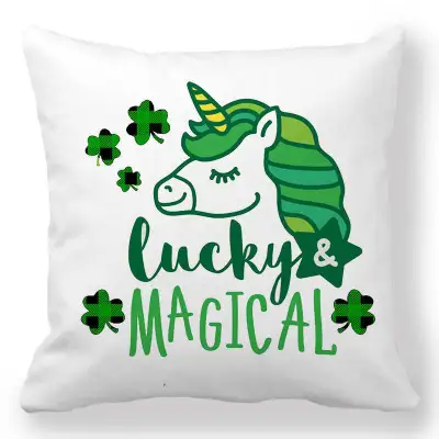 Green Creative Happy St. Patrick's Day Velvet Pillowcase Cushion Cover 45x45cm