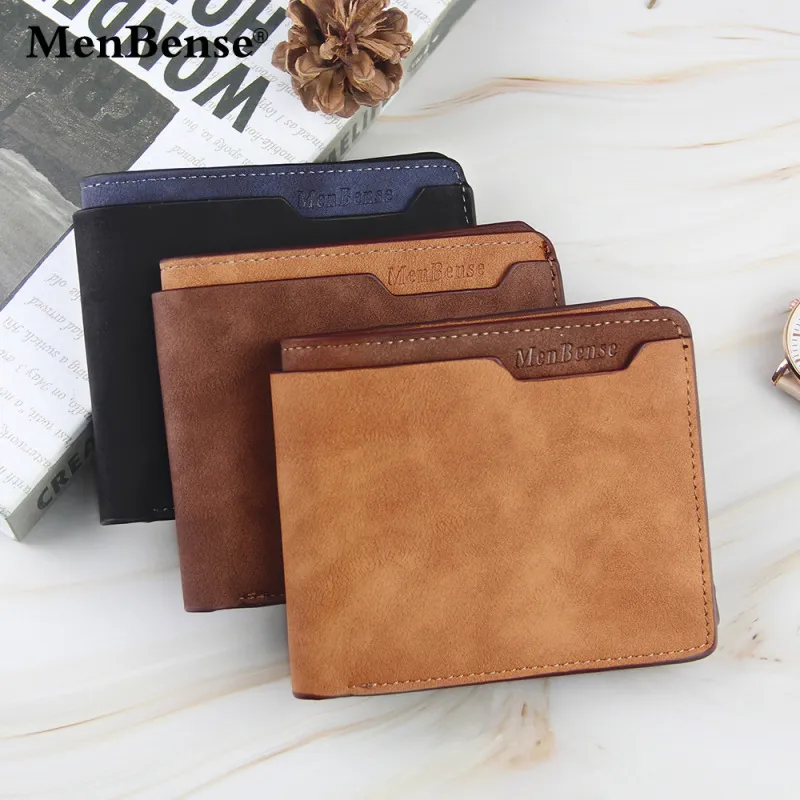 Men Color Blocking Pu Leather Casual Short Wallet