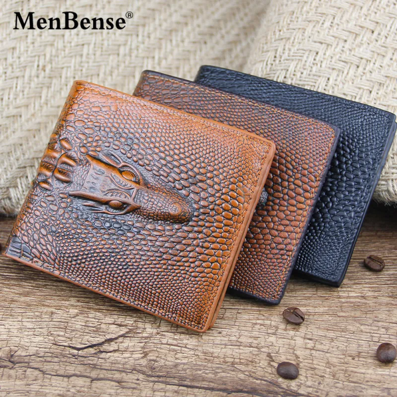 Fashion Classic Crocodile Pattern Men Wallet PU Leather Horizontal Square Short Wallet