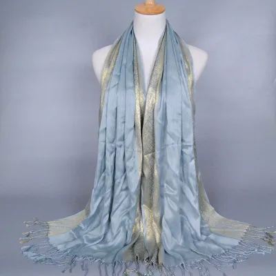 Women Vintage Color Blocking Tassels Design Cotton Plaid Scarf