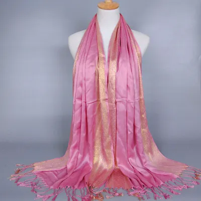 Women Vintage Color Blocking Tassels Design Cotton Plaid Scarf