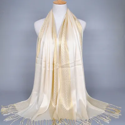Women Vintage Color Blocking Tassels Design Cotton Plaid Scarf