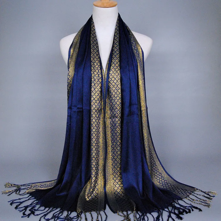 Women Vintage Color Blocking Tassels Design Cotton Plaid Scarf