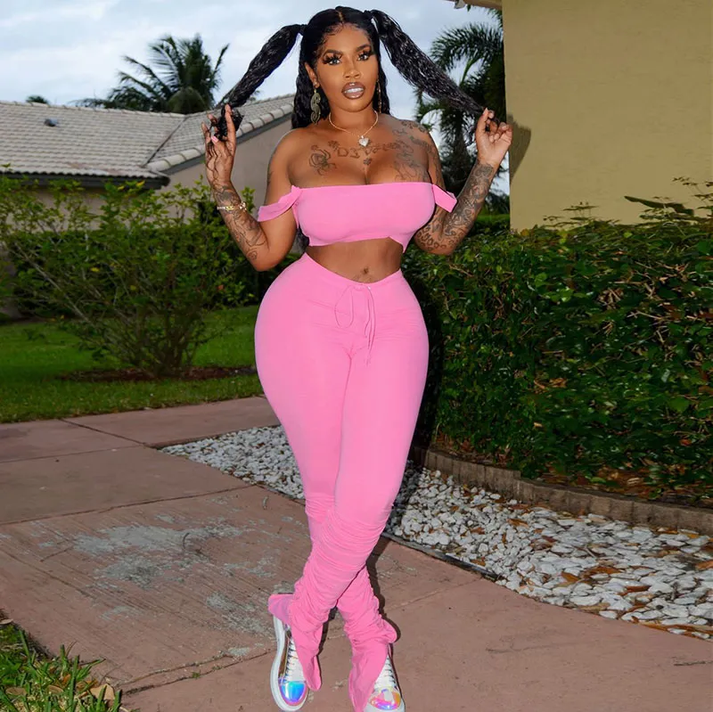 Women Sexy Night Out Sleeveless Solid Color Crop Tank Top And Drawstring Waist Side-Slit Pants Set