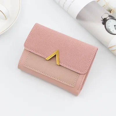 Women Frosted Solid Color Large Capacity PU Leather Wallet