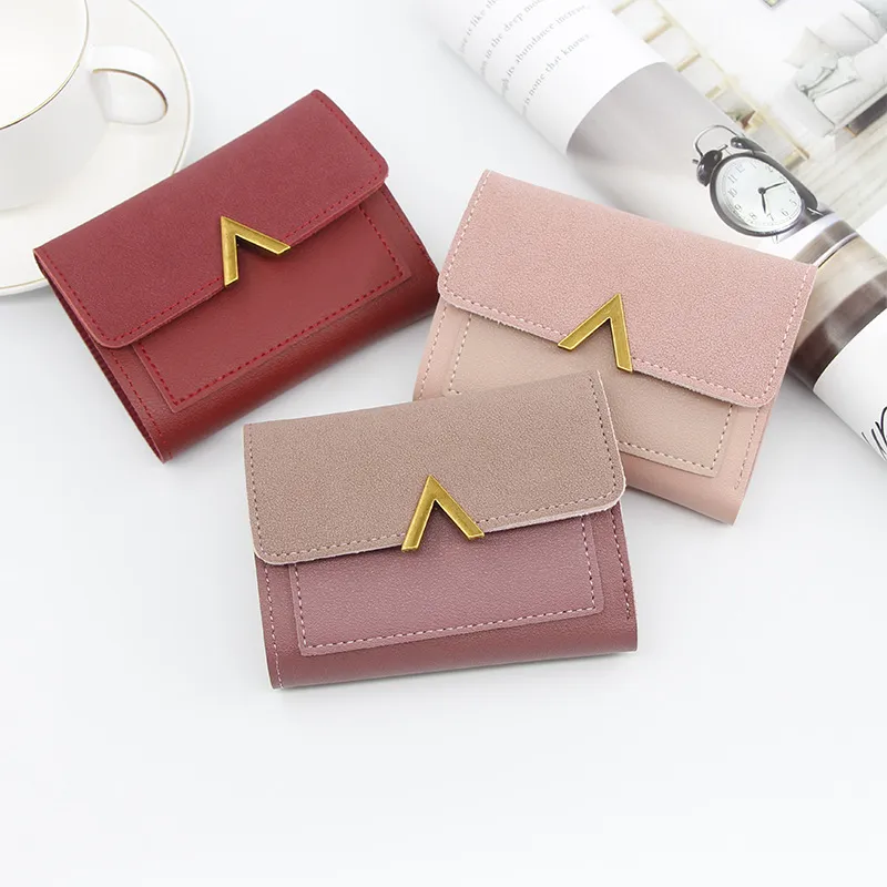 Women Frosted Solid Color Large Capacity PU Leather Wallet