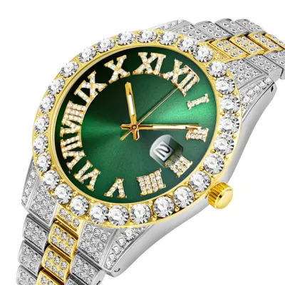 Men Business Rhinestone Steel Band Quartz Watch