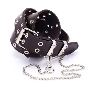 Women Punk Chain Design Solid Color All-match PU Belt