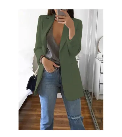 Women Office Elegant Long Sleeve Solid Color Lapel Blazer