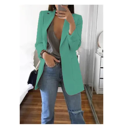 Women Office Elegant Long Sleeve Solid Color Lapel Blazer